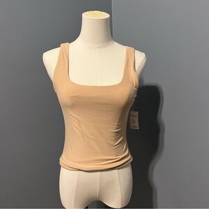 Beige Square Neck Tank Top